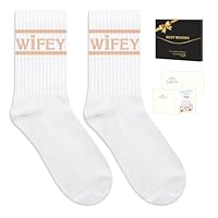 Bride Gifts with Wifey Socks in White Tan, Bride To Be Gifts, Bridal Shower Gift Wedding Day Socks, Bachelorette Decorations