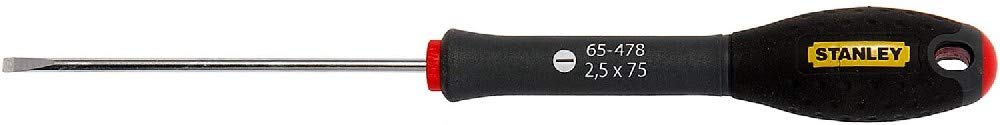 STANLEY 1-65-478 Tournevis Mécanicien 2,5X75Mm Gamme FATMAX - Fabriqués En France - Lame En Acier - Sablage De L'Empreinte - Poignée Soft Grip - Liaison Quasi Incassable - Anticorrosion