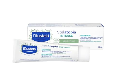 Mustela Stelatopia Crema Intensa Eczema Atópico, Aceite de Oliva y Manteca de Karité, Rostro y Cuerpo, Lactantes, Niños, Toda la Familia - Alivia rojeces y picores, Sin Cortisona (30ml)