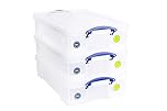 Really Useful Box Plastic Storage 33 Litre Clear (Pack Of 3)