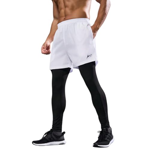 Image of PROSHARX 2 in 1 Active Dual Pants | Men's 2 in 1 Running Pants, Gym Workout Compression Pants for Men Training Athletic Pants