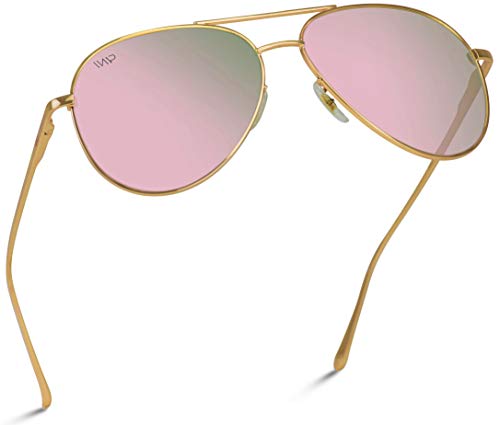 Aviator Full Silver Mirror Metal Frame Sunglasses (Mirror Pink Lens, 57)