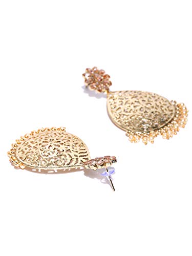 Image of Asmitta Kundan Pearl Studded Gold toned Dangle Earrings for women