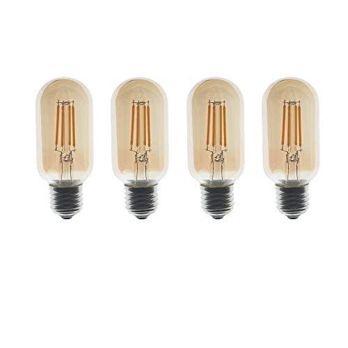 ZFQ Lot de 4 Ampoules à Filament LED Vintage Edison T45 4W Culot E27, Verre Teinté Doré, 2700K...