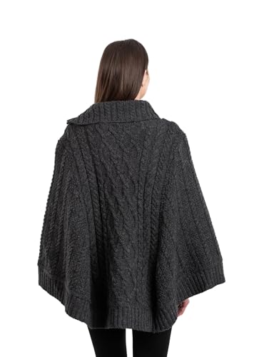 Image of SAOL Ireland Ladies 100% Merino Wool Cowl Neck Zipper Poncho