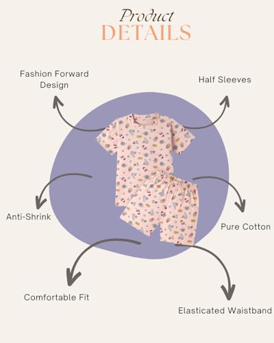 Image of Girls Premium Cotton Printed T-Shirt & Shorts Set | Summer Wear Comfortable Loungewear Clothing Set | Girls Co-Ord Set | Casual Half Sleeve Printed Top & Bottom Set