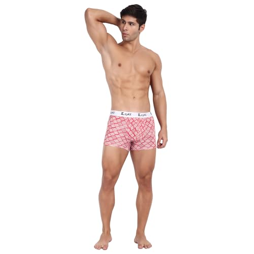 Image of Zyke Men's Printed Cotton Trunk Innerwear | 95% Cotton 5% Elastane Stretch Underwear | Ultra Soft Waistband Anti-Bacterial Moisture Wicking Trunks for Men Pack of 1