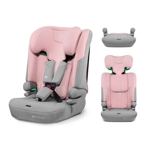 Kinderkraft I-COMFY, Seggiolino auto, Per bambini, Regolabile (76-150 cm), Schienale regolabile, Cintura di sicurezza a 5 punti, EASY GROW SYSTEM, Facile installazione, Rosa