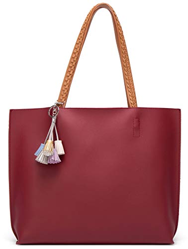 Molodo Women’s Satchel Hobo Top Handle Tote Shoulder Purse Soft Leather Crossbody Designer Handbag Big Capacity Bags Winered