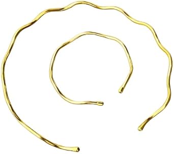 Choker e Pulseira Aro Ondulado Ajustável, Dourado e Prata, Design Moderno
