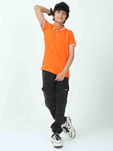 Image of Cotton Polo T-Shirt for Kids Boys Girls Half Sleeve, Regular Fit Tees for Boys Collared Casual Tshirts | Soft & Breathable Biowash Fabric | Half Sleeve