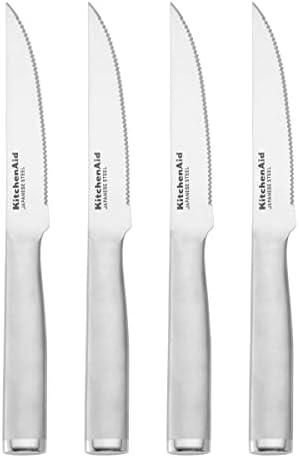 KitchenAid Gourmet Forged Steak Knife Set, High-Carbon Japanese Stainless Steel, 4 Piece, Brushed