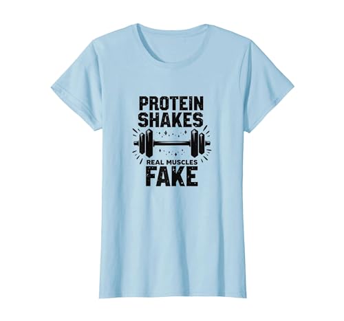 Real Muscles Fake Gym T-Shirt Women Baby Blue XX-Large