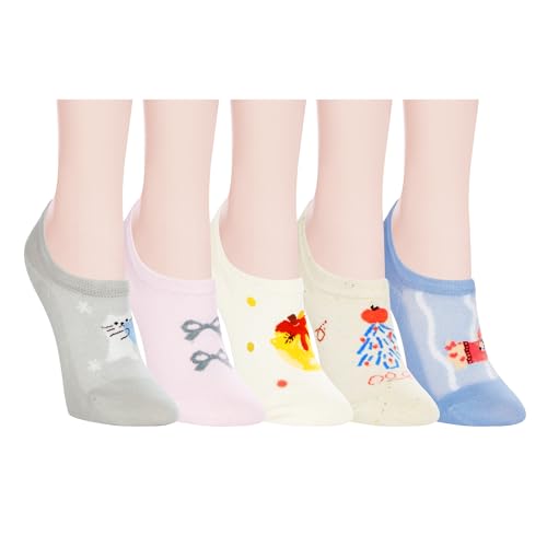 Image of Violet Mist Women No Show Socks Animal Patterned Low Cut Liner Socks Girls | Non Slip Invisible Socks, Novelty Funny Pattern Footies Flat Boat Socks Casual, Summer