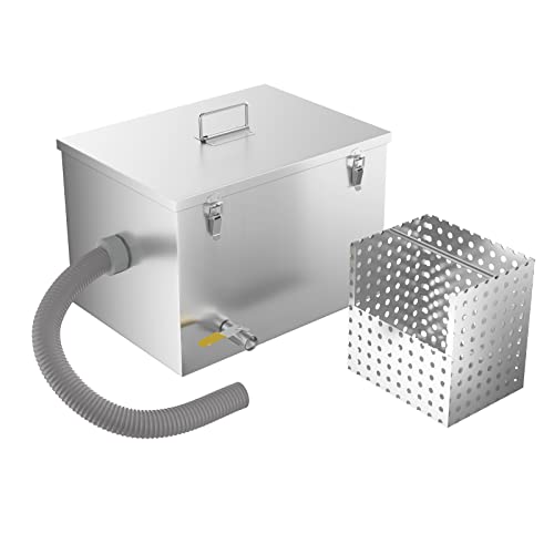 Beamnova 8Lbs Commercial Grease Trap Stainless Steel Interceptor For Restaurant Side Inlet #TOP2