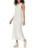 Atmungsaktives Material Monrow Damen Tankkleid aus Leinen-Strick Lässiges Kleid, Elfenbein, Groß