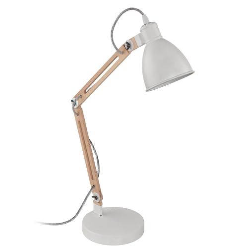 Lampe de table Eglo acier blanc structure robuste 28W luminaire taille unique