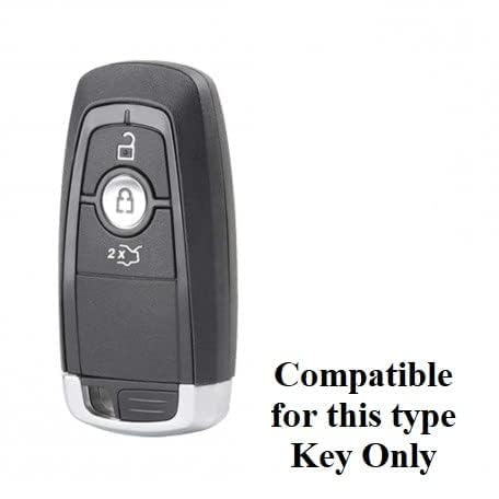 Image of Leather Car Key Cover for Ford Figo | Aspire | Ecosport | Endeavour | Freestyle Smart (Black)