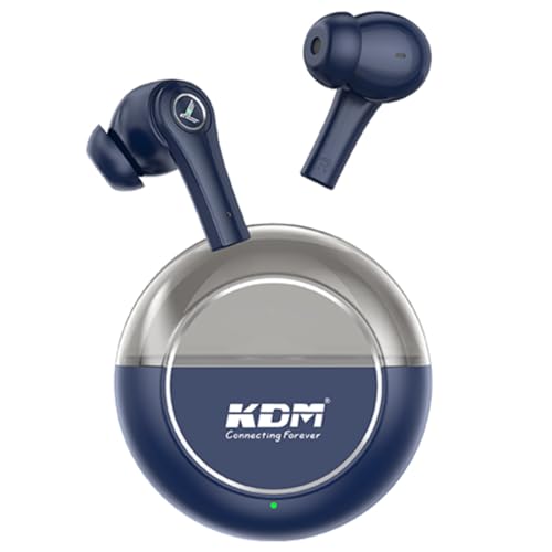 Image of KDM - E5 Smilepods Truly Wireless in Ear Earbuds with 30hrs Playtime, ENC, Voice Changing, Low Latency, Buds TWS, Blue