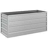 vidaXL Garten Hochbeet Pflanzkasten Pflanzbeet Gemüsebeet Blumenbeet Blumenkasten Frühbeet Gartenbeet Blumenkübel Pflanzkübel 100x40x45cm Verzinkter Stahl Silbern