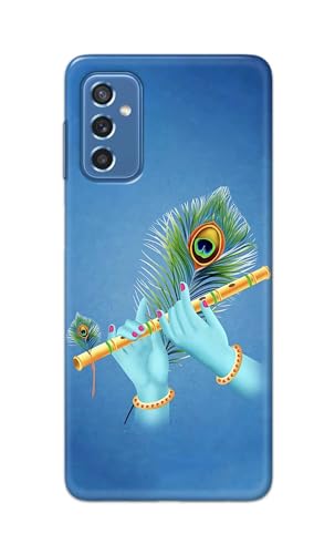 Image of PRINTFIDAA Printed Plastic PolycarbonateHard Back Cover Case For Samsung Galaxy M52 5G Back Cover (Flute in Krishna Hands) -112 Blue