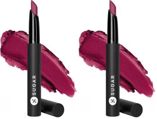 Image of SUGAR Cosmetics Matte Attack Lipstick for Women | Transferproof & Smudgeproof | Lasts upto 12hrs | Enriched With Jojoba Oil | 2gm - Daft Pink (Pack of 2)
