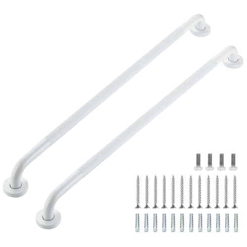 Grab Bars for Shower, 2 Pack 32-Inch Anti Slip Shower Handles for Elderly, Safety Shower Grab Bar, Stainless Steel Handicap Grab Bars for Bathroom (White 1" Diameter)