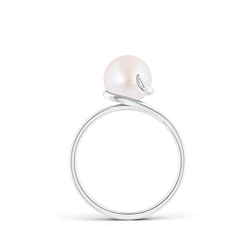 Angara Akoya Cultured Pearl Solitaire Ring For Women, Girls In Sterling Silver Ring Size-7.5 (Grade-Aa | Size-8Mm) | June Birthstone Jewelry Gift For Her| Wedding | Anniversary | Enagagement #TOP1