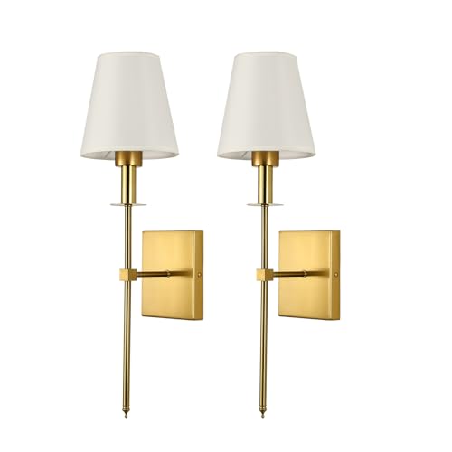 Moon rural Retro Gold Wall Mounted Bedside Lamps Sconces Lighting Wall Lamps for Bedrooms Set of 2 with Fabric Shade for Bedroom Living Room Corridor Kitchen by Moon rural - Used condition - US$33.68