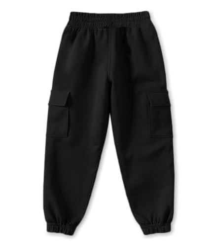 Image of Trampoline Boys & Girls Cotton Terry Cargo Joggers with 4 Utility Pockets | Elastic Waist with Drawstring | Ribbed Cuffs | Soft Kids Jogger Pants for Casual Wear & Outdoor Play