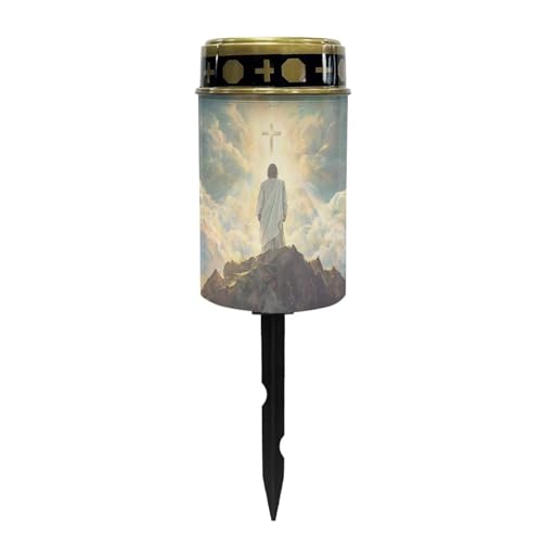 Image of Poceacles Cross Solar Candle Cemetery LED Garden Lights Outdoor Waterproof with Dusk to Dawn Sensor, God Cross Light