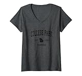 Photo Gallery donna college park georgia ga vintage sports design stampa nera maglietta con collo a v Photo Gallery donna college park georgia ga vintage sports design stampa nera maglietta con collo a v