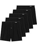 FM London 5-pack Mens Boxers Loose Fit - Super Soft 100% Cotton Underwear Solid colours with Button Fly and Comfort Stretch Waistband Black 4XL