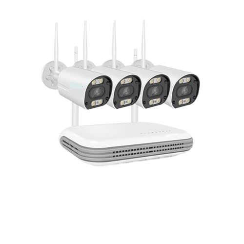 H.265 3/5MP Kamera-Kit Drahtloses CCTV-System WLAN-Kamera-Kit Sicherheits-Audio AI-Gesichtserkennung IP 8CH NVR-Videoüberwachung(None,8CH NVR 4 Cams 3MP)