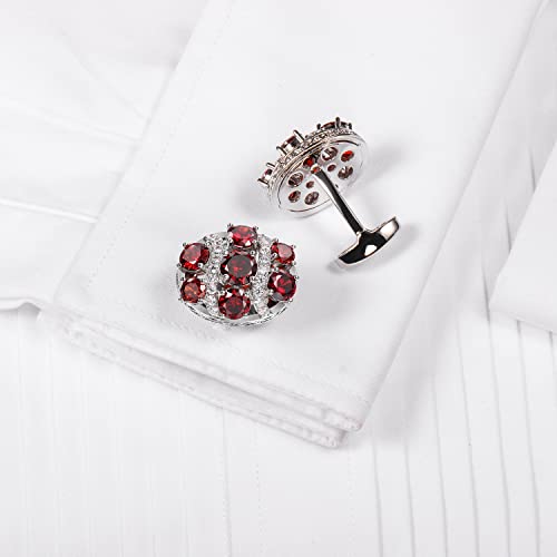 Image of HAWSON Cufflinks for Men, Gold Diamond Crystal Cufflinks for Groom Husband Personalized Gifts, Mens Formal Wedding Business Cufflinks, Luxurious Gorgeous Cuff Links French Shirt Accessories