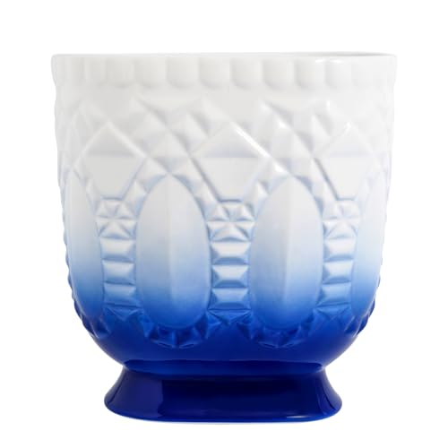 Image of Modern Trash Can - Ceramic Garbage Bin, Garbage Container Bin for Bathrooms, Powder Rooms, Kitchens, Waste Basket for Home & Office (Blue)