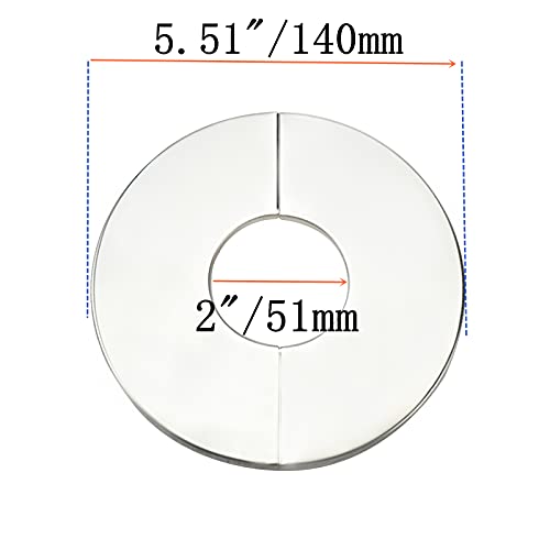 Tsnamay Wall Split Flange, Stainless Steel Round Escutcheon Plate for 2\"/51mm Diameter Pipe, Pack of 2 - Thumbnail 2