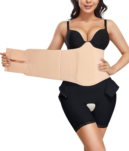 YERKOAD 360 Lipo Foam Ab Board Post Surgery Liposuction Abdominal Compression Boards Belly Wrap Lipo Recovery Waist Cincher(Beige One size)