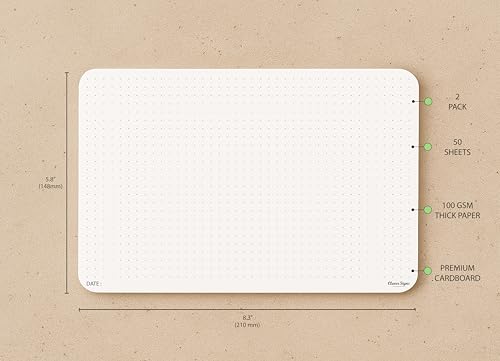 Image of CLEVER SIGNS A5 Dot Grid Notepad - 2 Pack (5.8 inch x 8.3 inch) - Medium Dotted Memo Desk Pads, Premium Paper with Cardboard Back Support - Mouse Pad Notepad, Ideal for Note-Taking, Planning, Sketching & Journaling