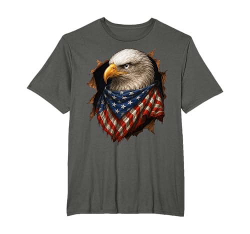 Águila bandera americana rasgado tela 3D USA gráfico patriótico Camiseta