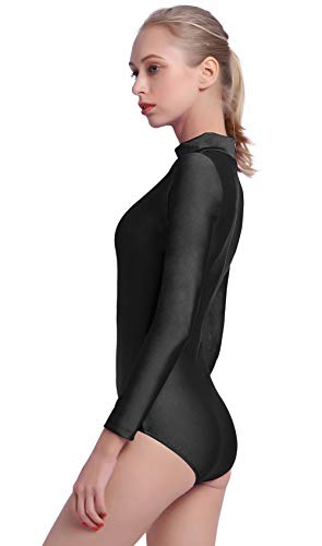 speerise Long Sleeve Adult Ballet Dance Leotards for Women, L, Black