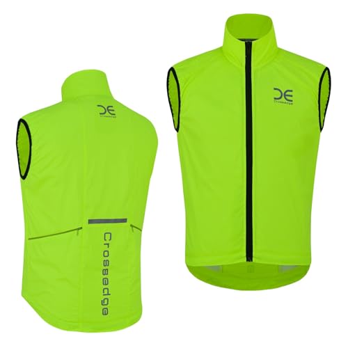 Amazon.co.uk Crossedge Cycling Gilet High Viz Reflector Light Weight with Back Pockets Breathable, Sleeveless Vest Drawstring on Hem for Grip (UK, Alpha, L, Regular, Regular, Large, Fluorescent) #ad #ad