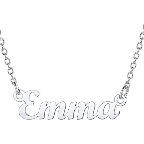 U7 Kette mit Name Emma Schlüsselbein Kette Edelstahl Namenskette für Damen Mädchen 45+5cm/1,5mm Kurze Halskette einzigartige Modeschmuck für Geburtstag Valentinstag Cover