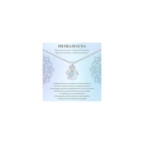 J.Fée 1Pc Idee Regalo Donna Collana Pietra di Luna Regalo Compleanno Donna Regali di Natale per Ragazz Adolescenti Pietra di Luna Argento Collane per Mamma Figlia Sorella Amica Natale