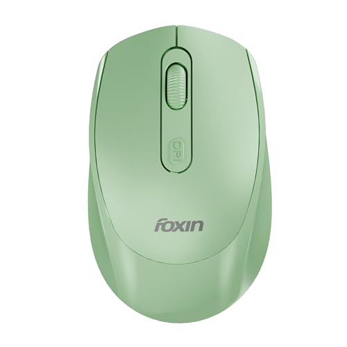 Foxin Flow Wireless Mouse with Rechargeable Battery, Bluetooth & 2.4 Ghz Dual Connectivity, 4 Buttons, Upto 1600 DPI, Type-C Charging | Ergonomic Office Mouse for Laptop, MacBook, PC | Green