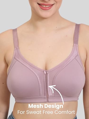 Image of GLAMORAS Women Cotton Spandex Non Padded & Non Wired Minimizer Everyday Bra| Structured for Bounce Control with Full Coverage & Broad Side Wings Prevents Side Spillage