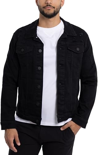 X RAY - Veste déchirée denim homme noir, grand