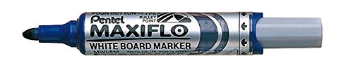 Pentel MAXIFLO Whiteboard-Marker, trocken abwischbar, runde Spitze, blaue Tinte auf Alkoholbasis, 12 Stück