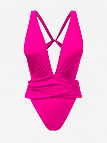 Image of CUPSHE Women's Monokini One Piece Swimsuit Plunging V Neck High Cut | Wide Straps, Crisscross Open Back, Removable Soft Cups, Wrap Waist, Extra Cheeky Coverage, Sexy Bathing Suit