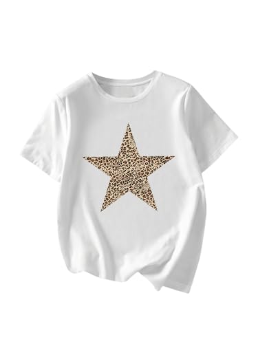 Image of RoseSeek Women's Graphic Letter Tee Crew Neck Drop Shoulder Trendy Summer T Shirt Short Sleeve Vintage Car Print Top